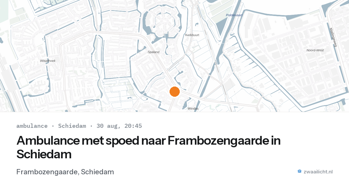 Ambulance met spoed naar Frambozengaarde in Schiedam — 30 aug 2026