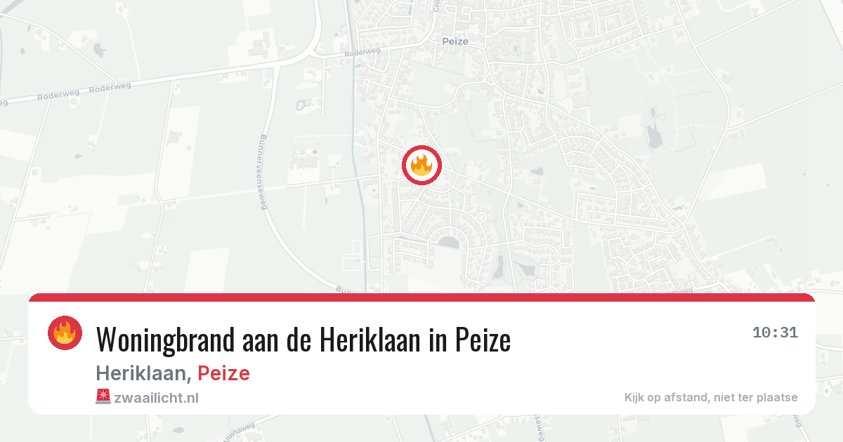 Woningbrand aan de Heriklaan in Peize — 22 jun 2026