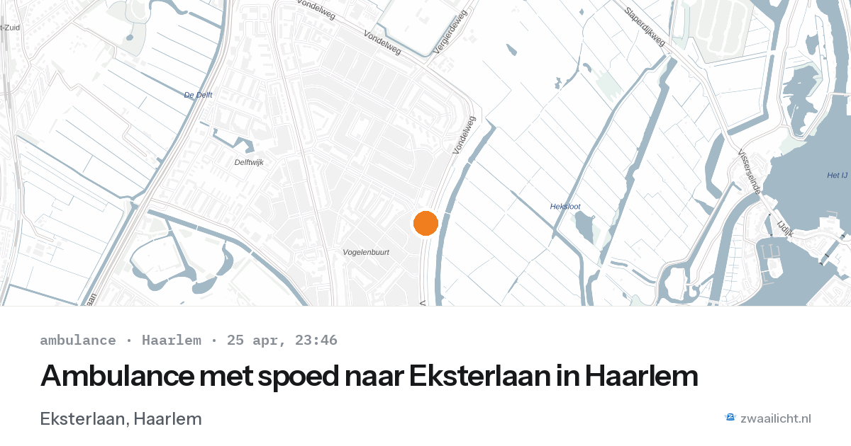 Ambulance met spoed naar Eksterlaan in Haarlem — 25 apr 2026