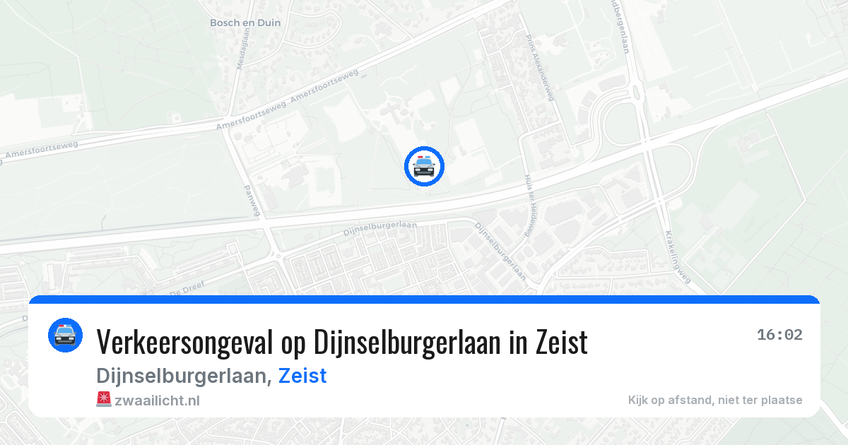 Verkeersongeval op Dijnselburgerlaan in Zeist — 13 aug 2026