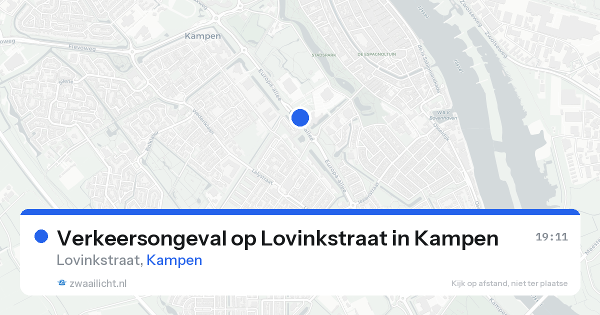 Verkeersongeval op Lovinkstraat in Kampen — 19 aug 2026