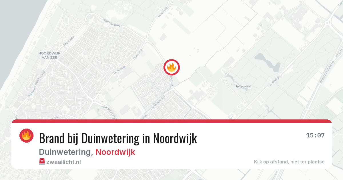 Brand bij Duinwetering in Noordwijk — 5 aug 2026