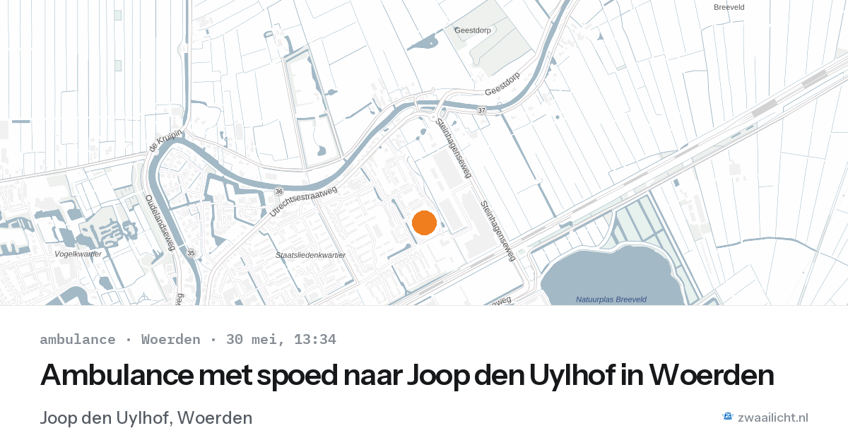 Ambulance met spoed naar Joop den Uylhof in Woerden — 30 mei 2026