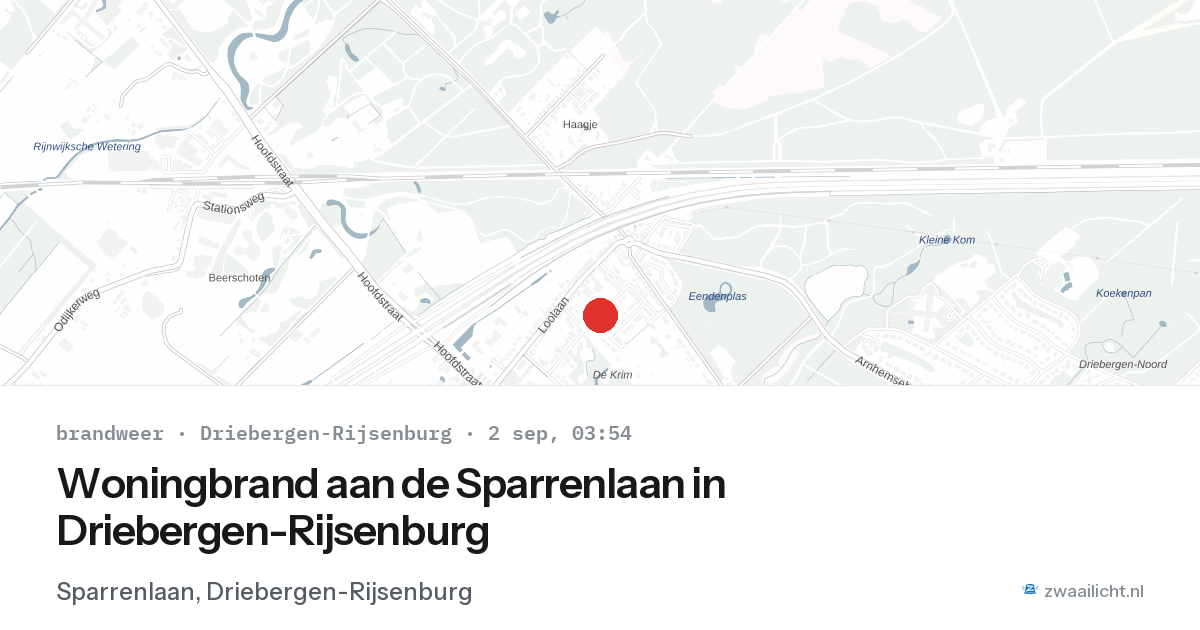 Woningbrand aan de Sparrenlaan in Driebergen-Rijsenburg — 2 sep 2026