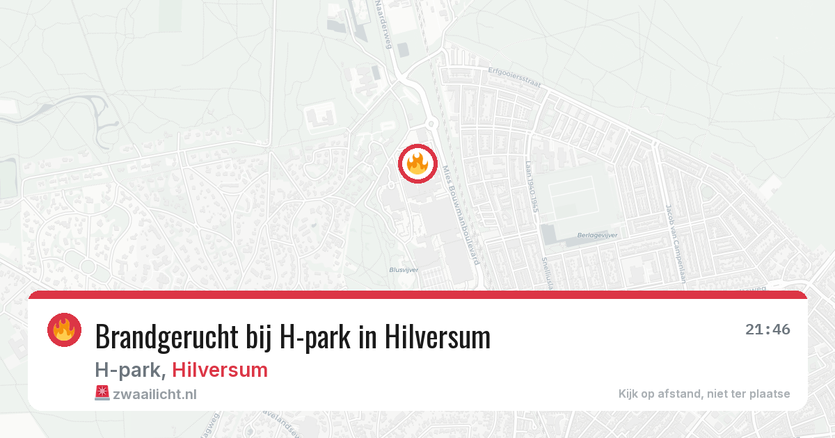 Brandgerucht bij H-park in Hilversum — 21 jun 2026