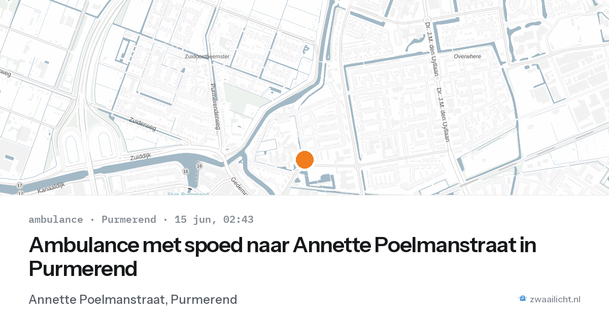 Ambulance met spoed naar Annette Poelmanstraat in Purmerend — 15 jun 2026