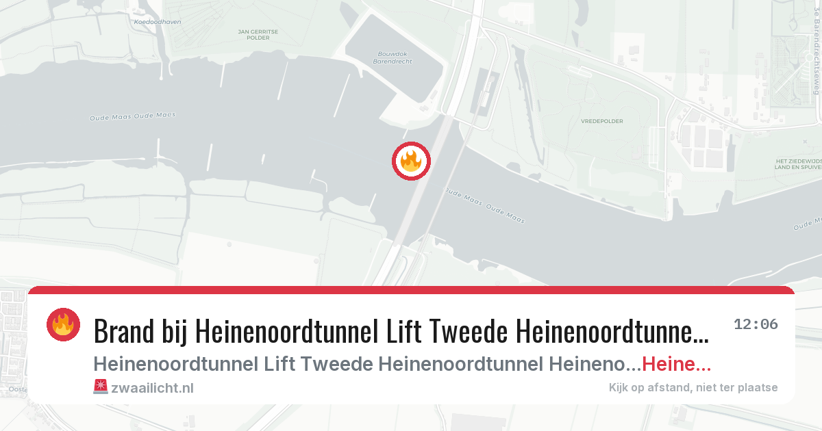 Brand bij Heinenoordtunnel Lift Tweede Heinenoordtunnel Heinenoord in Heinenoord — 9 jul 2026