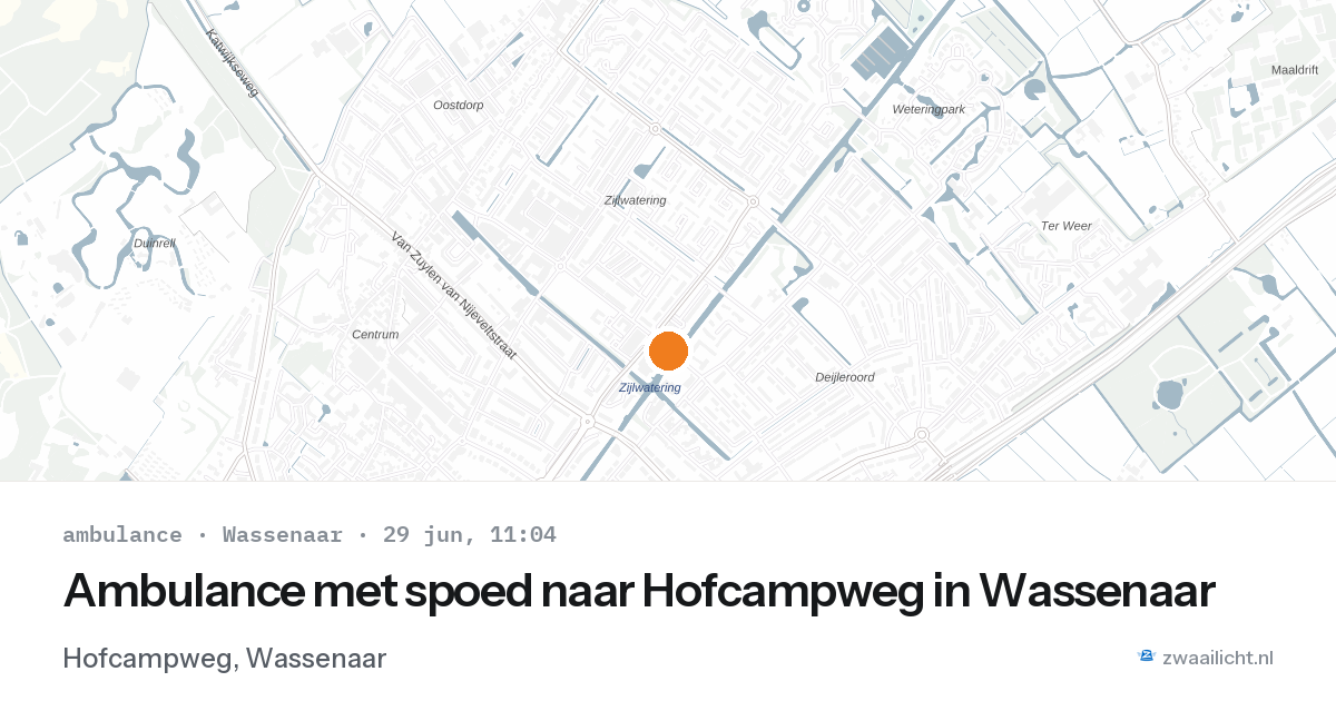 Ambulance met spoed naar Hofcampweg in Wassenaar — 29 jun 2026