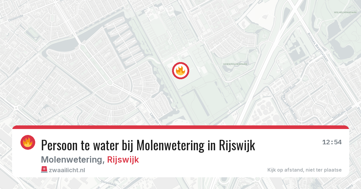 Persoon te water bij Molenwetering in Rijswijk — 19 jul 2026