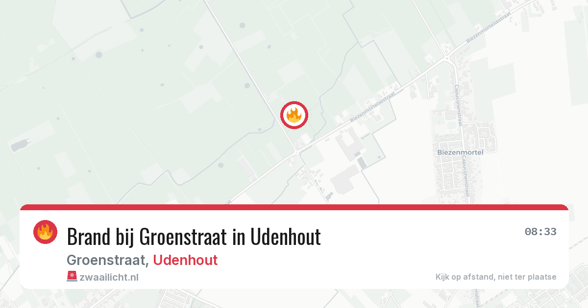 Brand bij Groenstraat in Udenhout — 4 aug 2026
