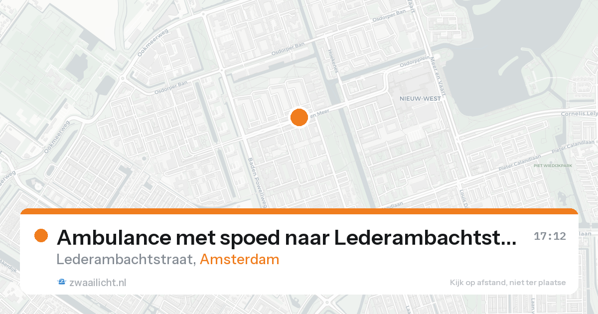 Ambulance met spoed naar Lederambachtstraat in Amsterdam — 25 aug 2026