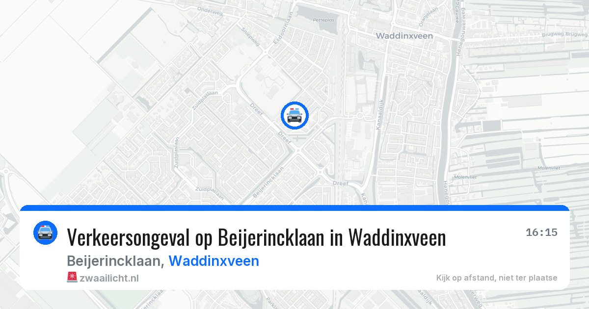 Verkeersongeval op Beijerincklaan in Waddinxveen — 9 jun 2026