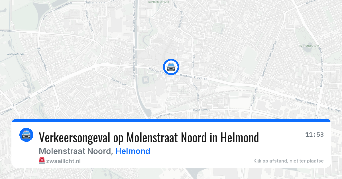 Verkeersongeval op Molenstraat Noord in Helmond — 11 aug 2026