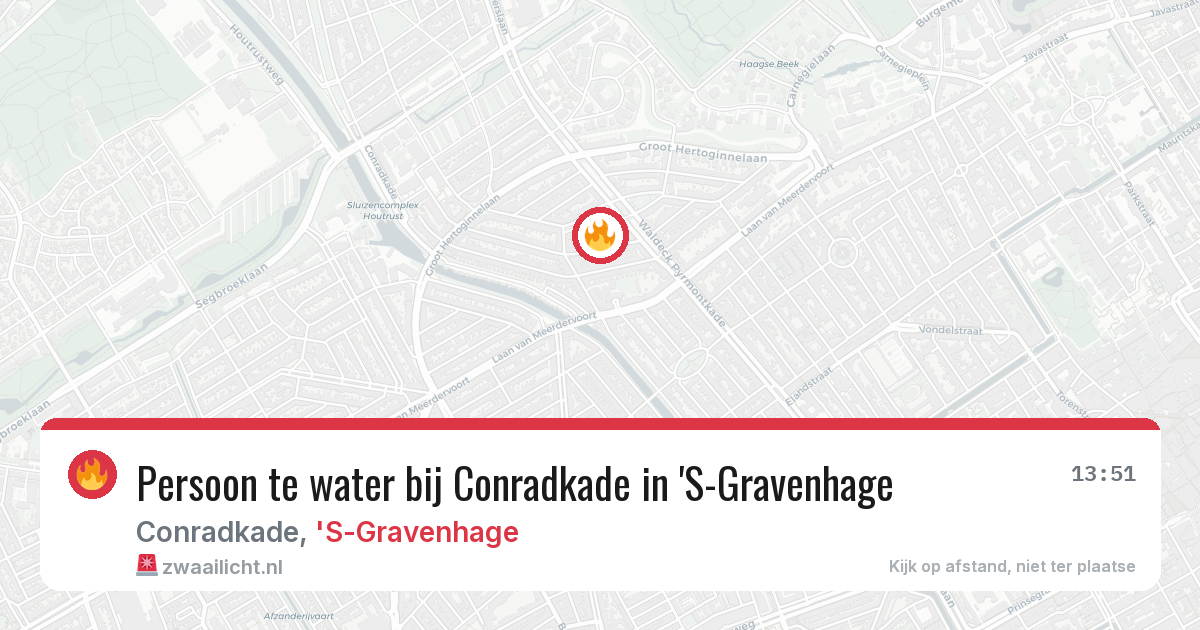 Persoon te water bij Conradkade in 'S-Gravenhage — 13 jul 2026