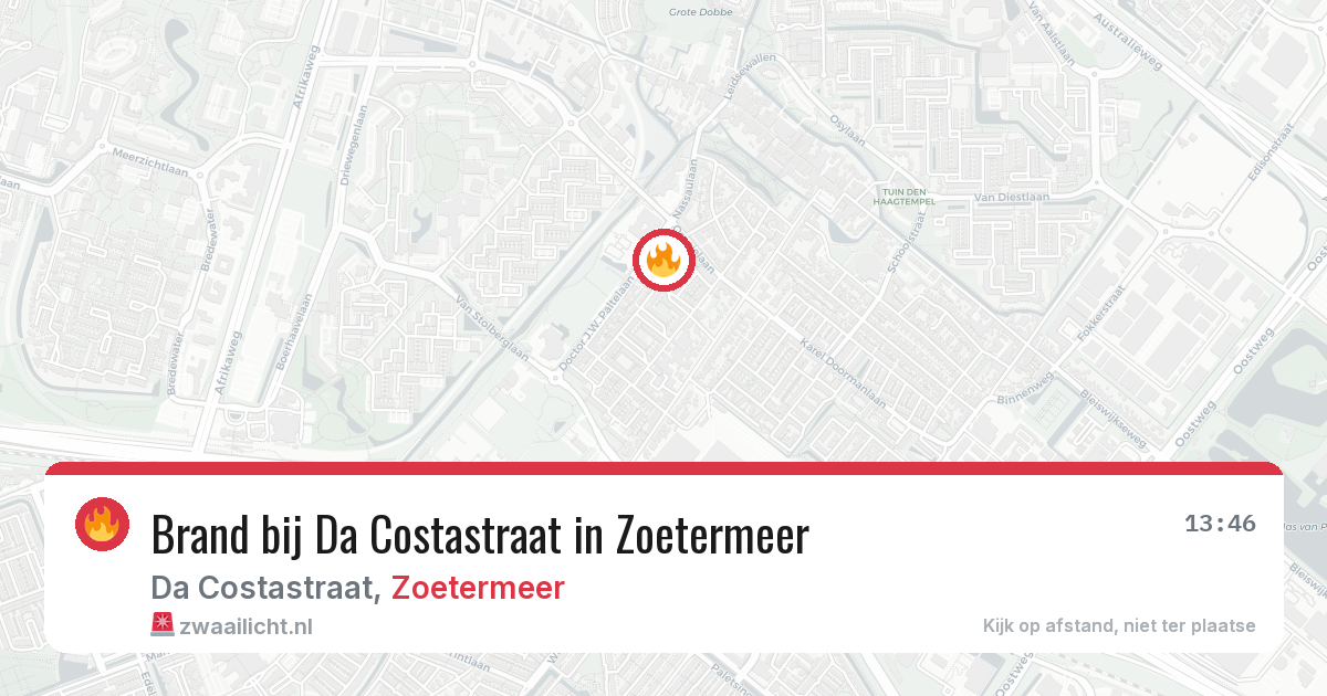Brand bij Da Costastraat in Zoetermeer — 29 jul 2026