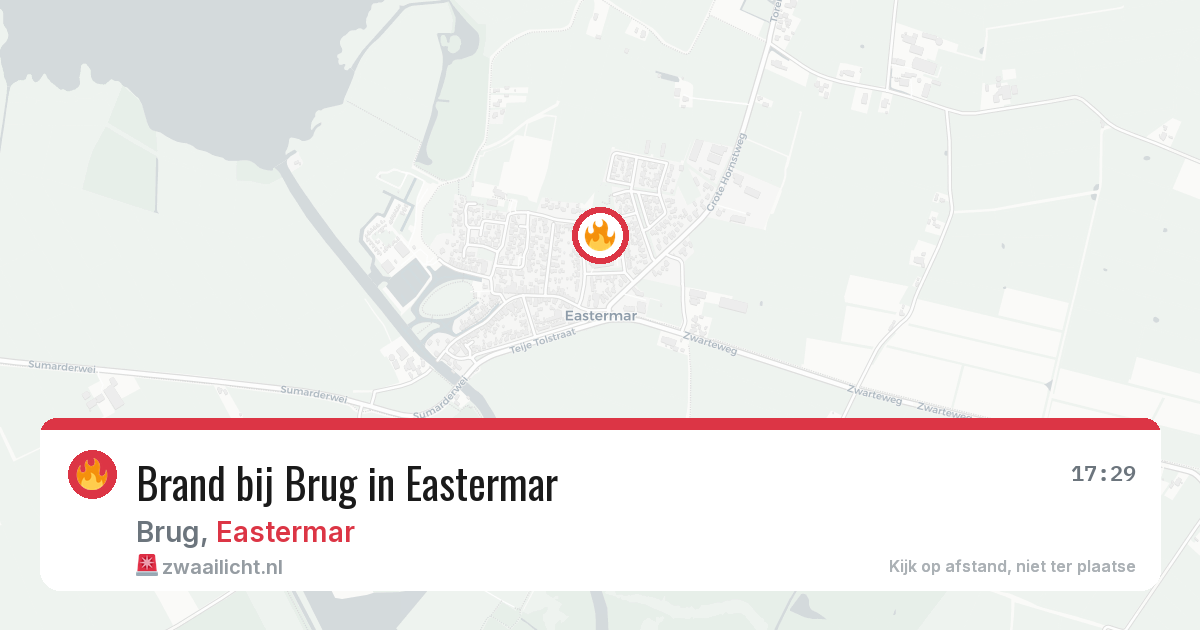 Brand bij Brug in Eastermar — 26 jun 2026
