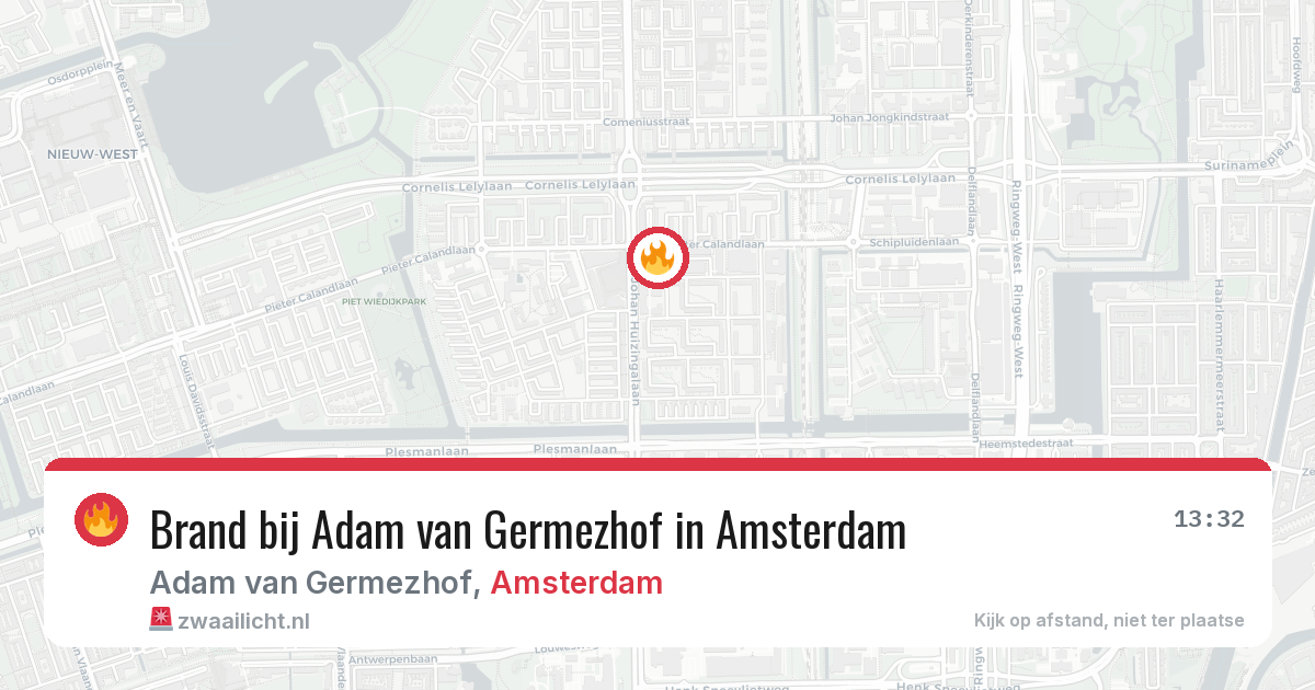 Brand bij Adam van Germezhof in Amsterdam — 13 jun 2026