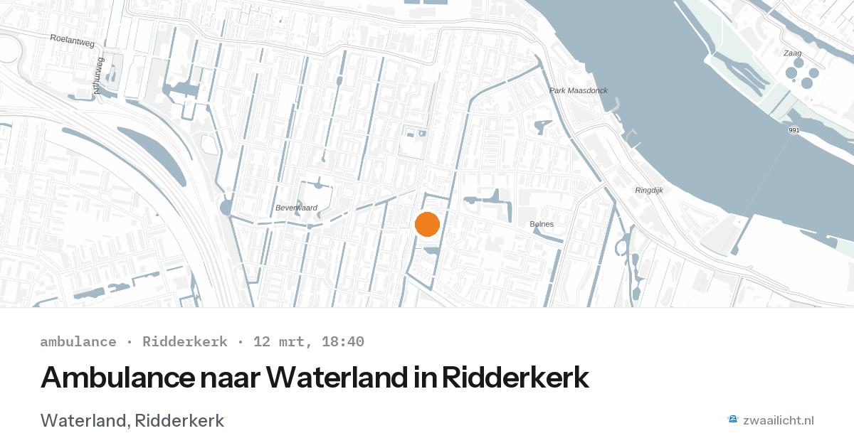 Ambulance naar Waterland in Ridderkerk — 12 mrt 2026