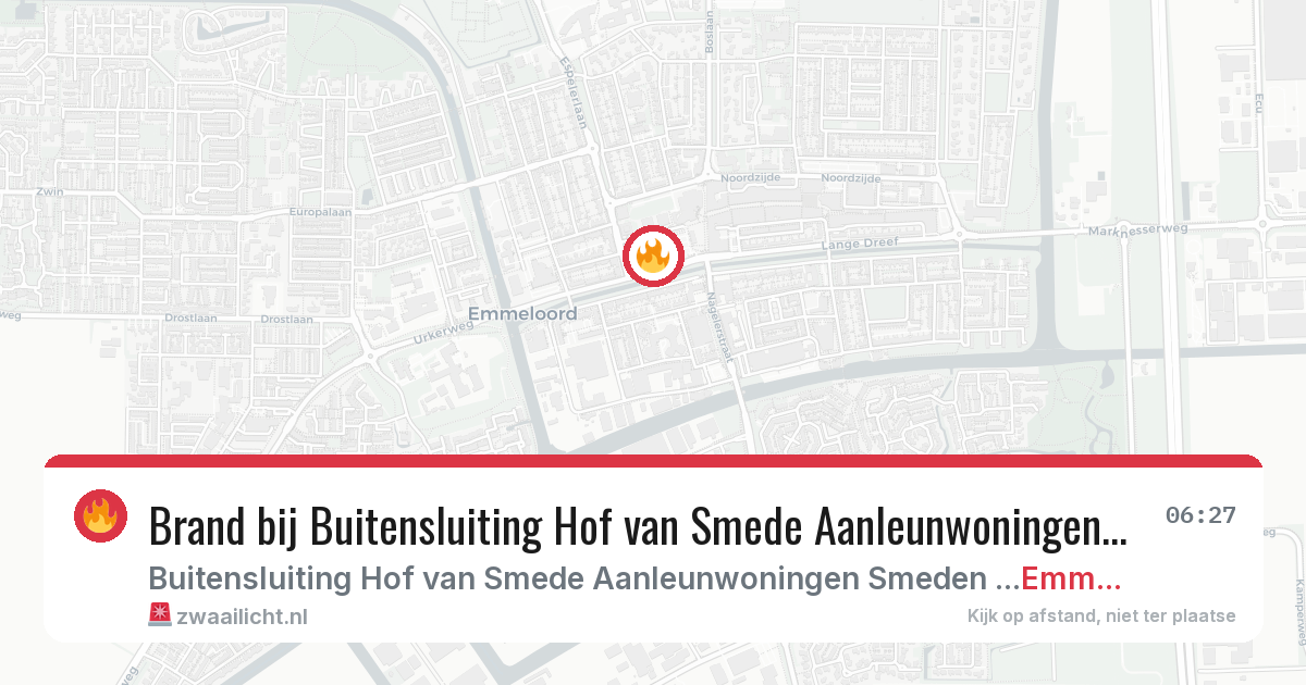 Brand bij Buitensluiting Hof van Smede Aanleunwoningen Smeden Emmeloord in Emmeloord — 6 mei 2026