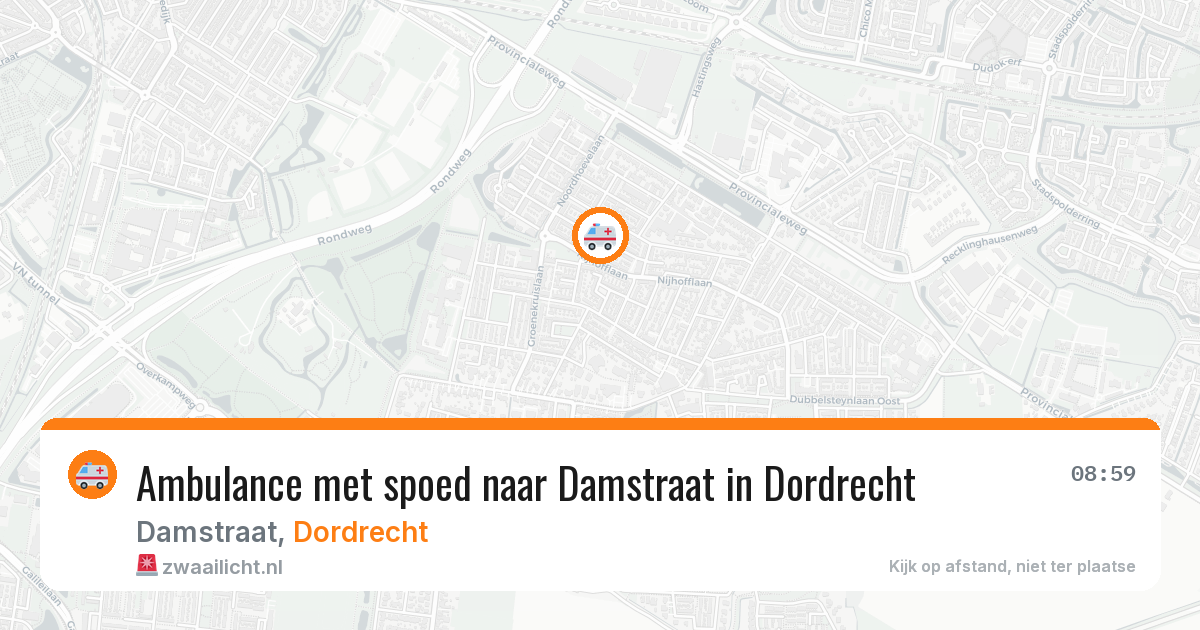 Ambulance met spoed naar Damstraat in Dordrecht — 12 aug 2026