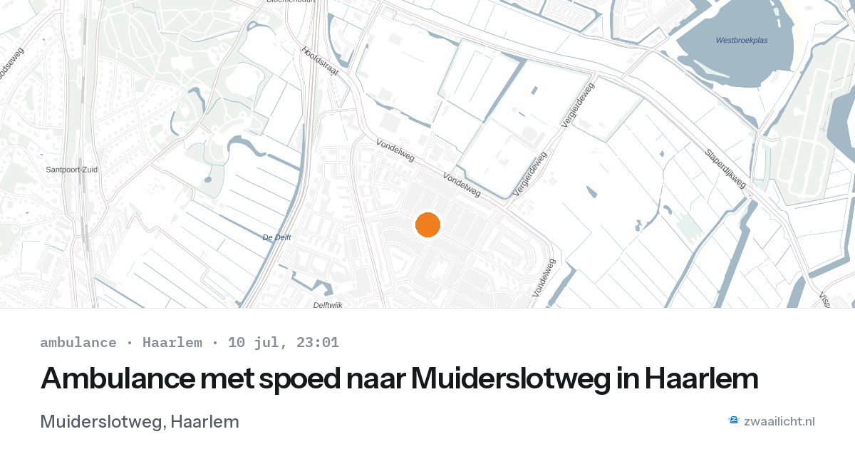 Ambulance met spoed naar Muiderslotweg in Haarlem — 10 jul 2026