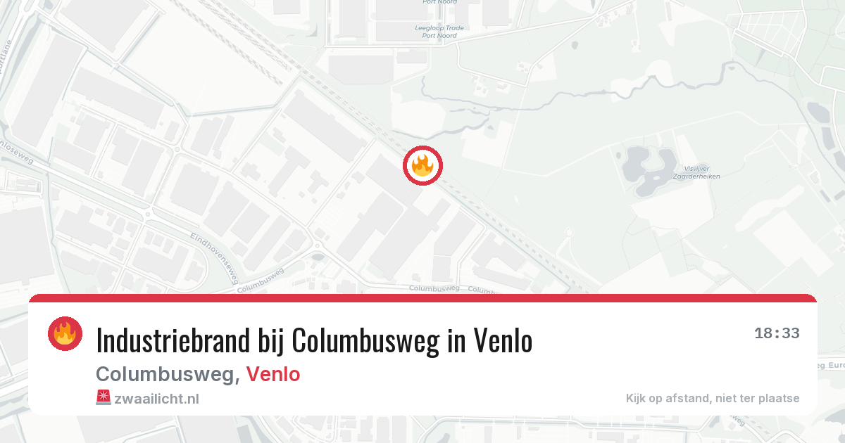 Industriebrand bij Columbusweg in Venlo — 26 apr 2026