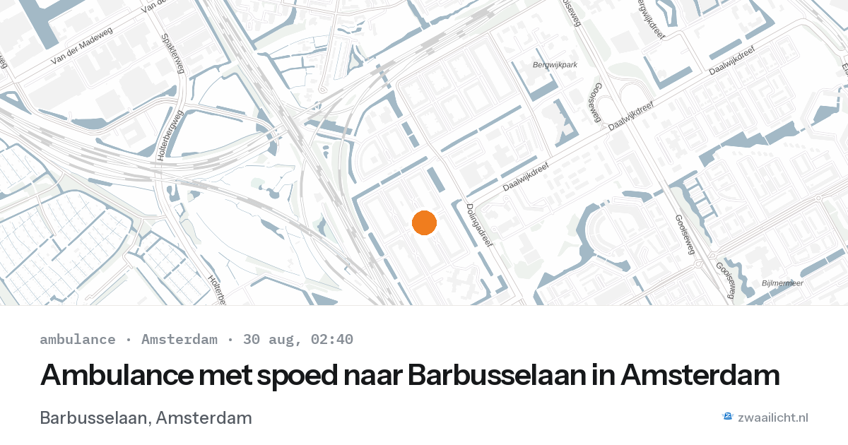 Ambulance met spoed naar Barbusselaan in Amsterdam — 30 aug 2026