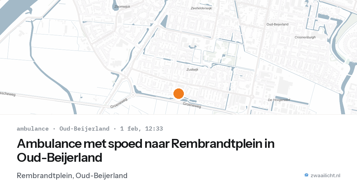 Ambulance met spoed naar Rembrandtplein in Oud-Beijerland — 1 feb 2026