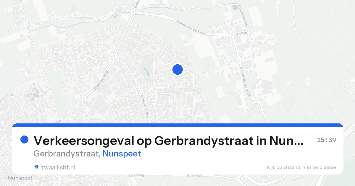 Verkeersongeval op Gerbrandystraat in Nunspeet — 22 aug 2026