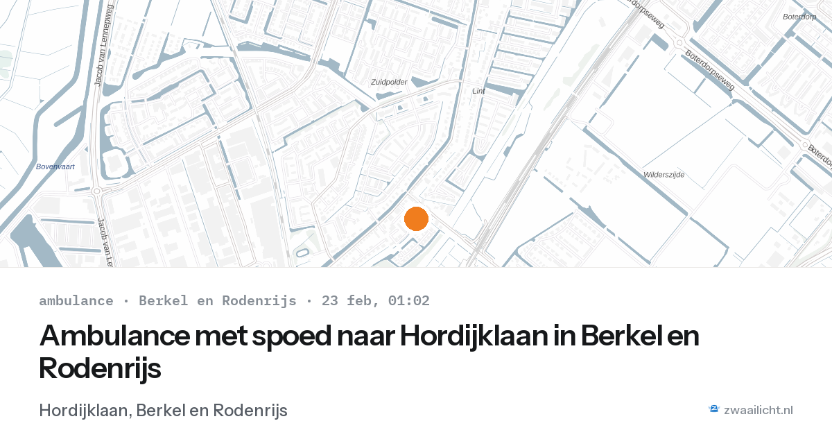 Ambulance met spoed naar Hordijklaan in Berkel en Rodenrijs — 23 feb 2026