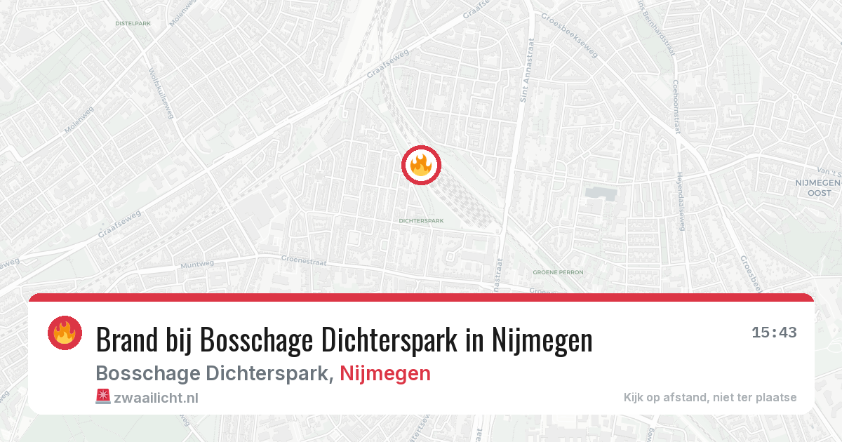 Brand bij Bosschage Dichterspark in Nijmegen — 27 mei 2026
