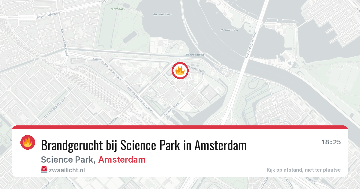 Brandgerucht bij Science Park in Amsterdam — 7 aug 2026