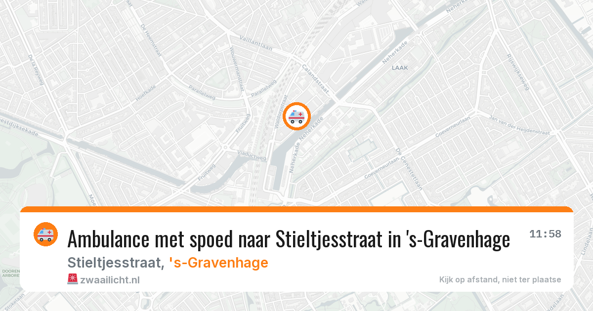 Ambulance met spoed naar Stieltjesstraat in 's-Gravenhage — 8 jul 2026