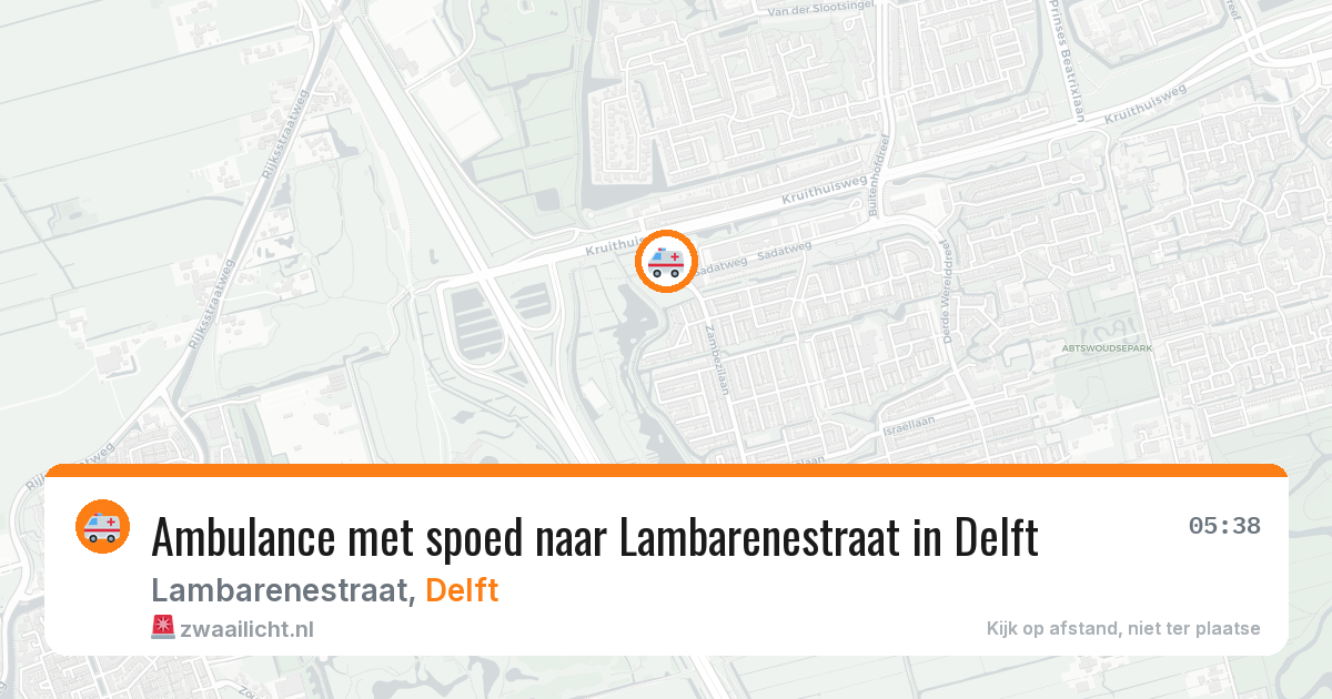 Ambulance met spoed naar Lambarenestraat in Delft — 18 jun 2026