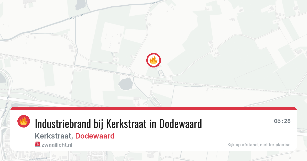 Industriebrand bij Kerkstraat in Dodewaard — 16 apr 2026