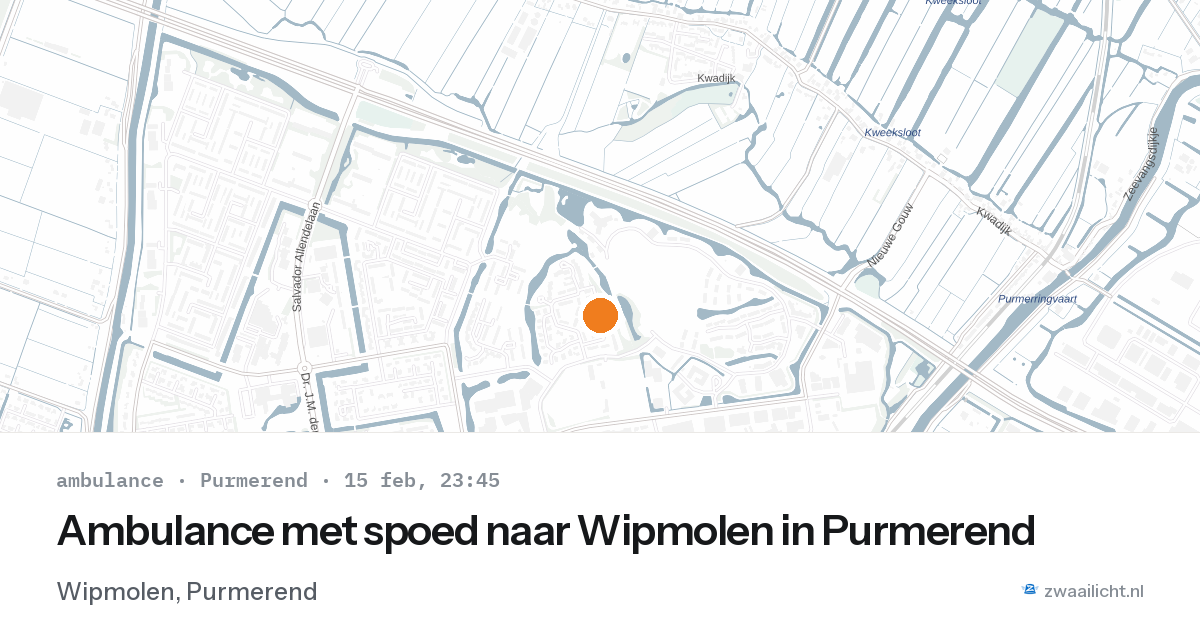 Ambulance met spoed naar Wipmolen in Purmerend — 15 feb 2026