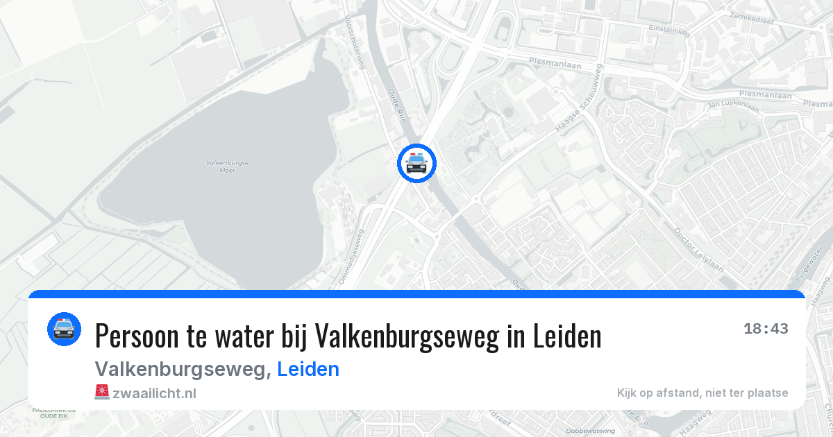 Persoon te water bij Valkenburgseweg in Leiden — 19 jun 2026