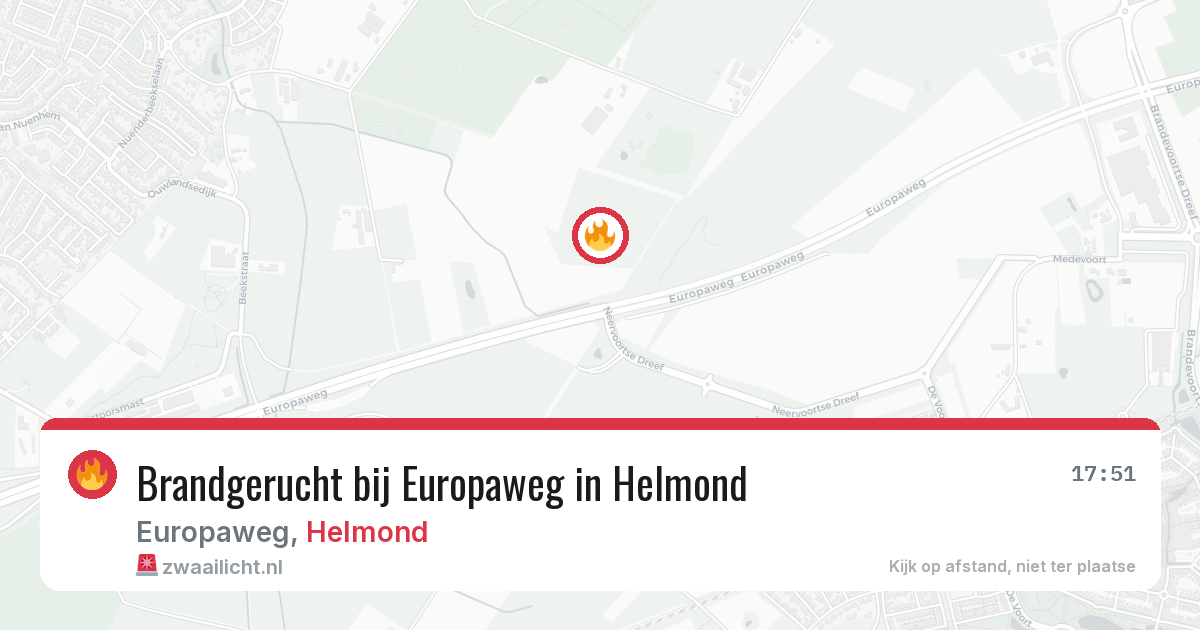 Brandgerucht bij Europaweg in Helmond — 9 jul 2026