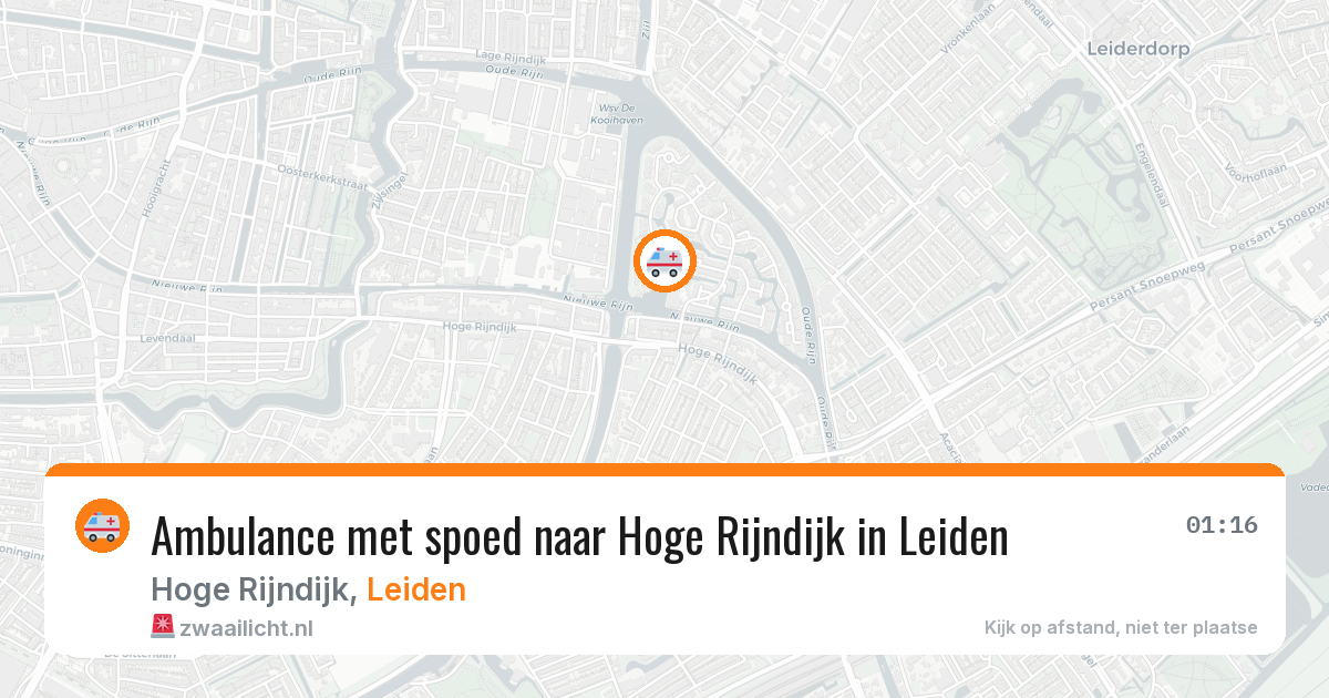 Ambulance met spoed naar Hoge Rijndijk in Leiden — 14 aug 2026