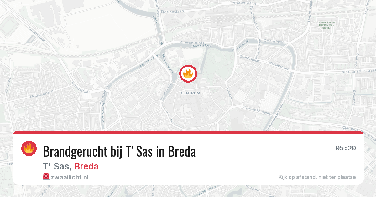 Brandgerucht bij T' Sas in Breda — 7 jun 2026