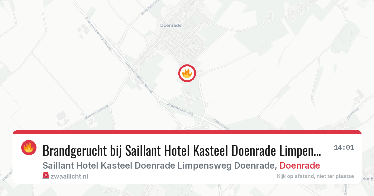 Brandgerucht bij Saillant Hotel Kasteel Doenrade Limpensweg Doenrade in Doenrade — 12 mrt 2026