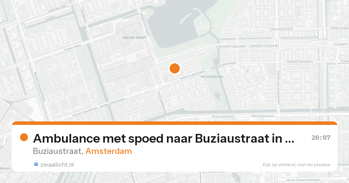 Ambulance met spoed naar Buziaustraat in Amsterdam — 16 aug 2026