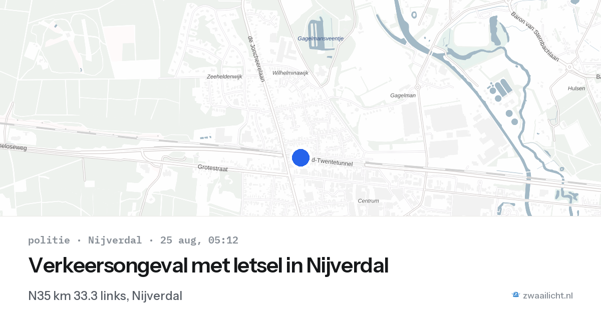 Verkeersongeval met letsel in Nijverdal — 25 aug 2026
