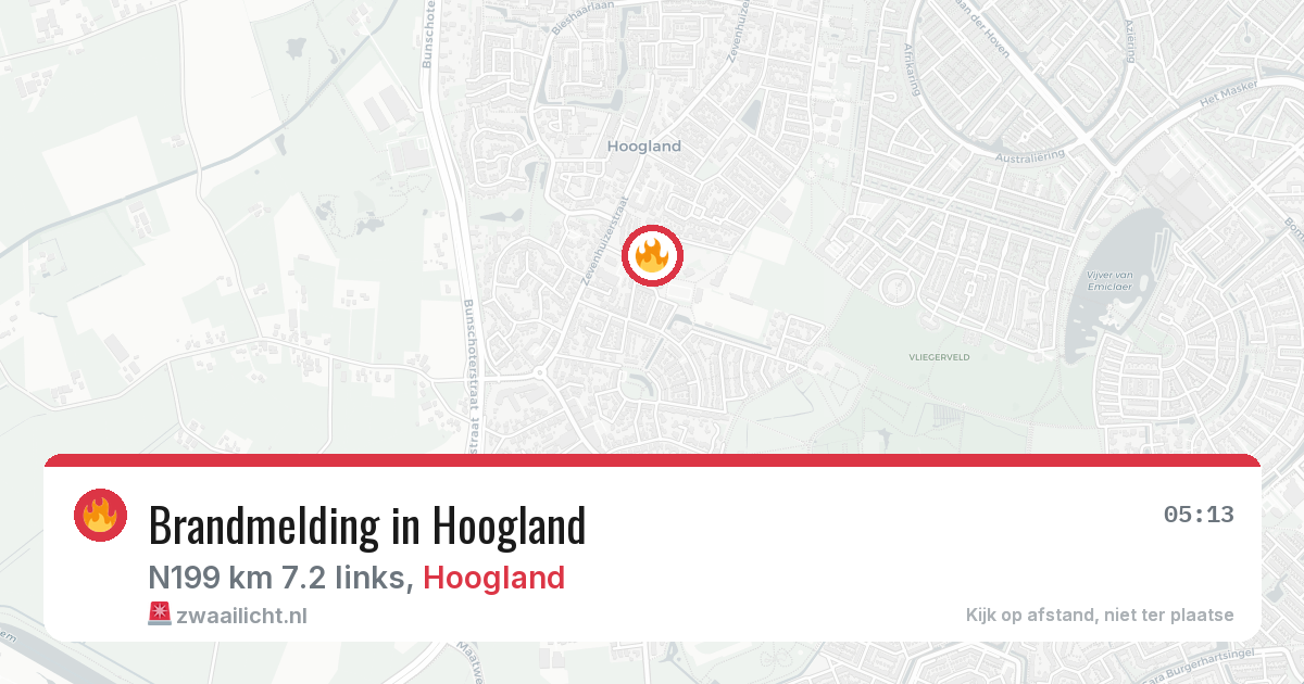 Brandmelding in Hoogland — 6 aug 2026