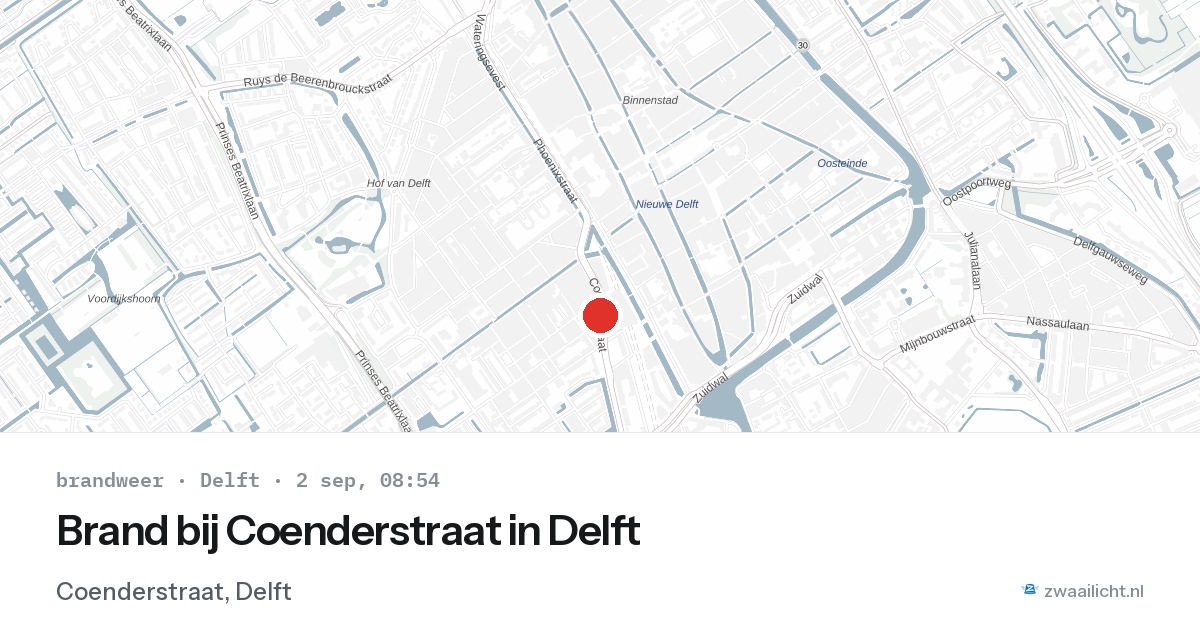 Brand bij Coenderstraat in Delft — 2 sep 2026