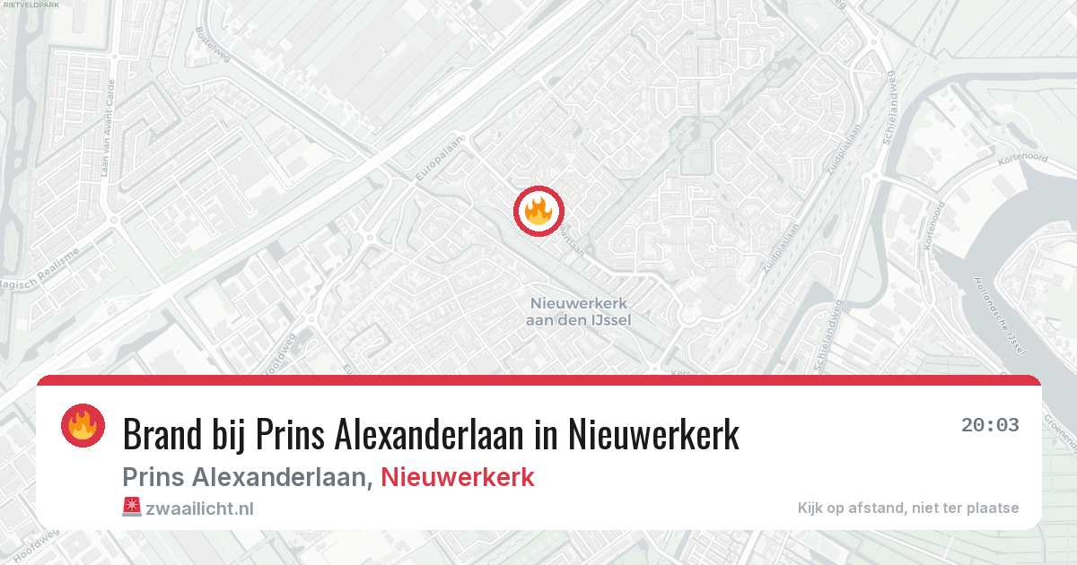 Brand bij Prins Alexanderlaan in Nieuwerkerk — 24 jun 2026