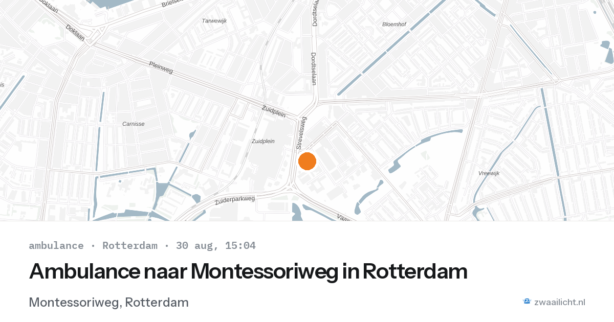 Ambulance naar Montessoriweg in Rotterdam — 30 aug 2026