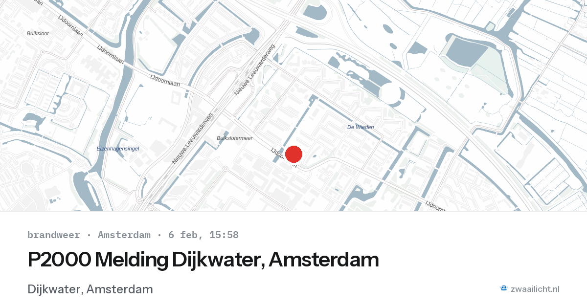 P2000 Melding Dijkwater, Amsterdam — 6 feb 2026