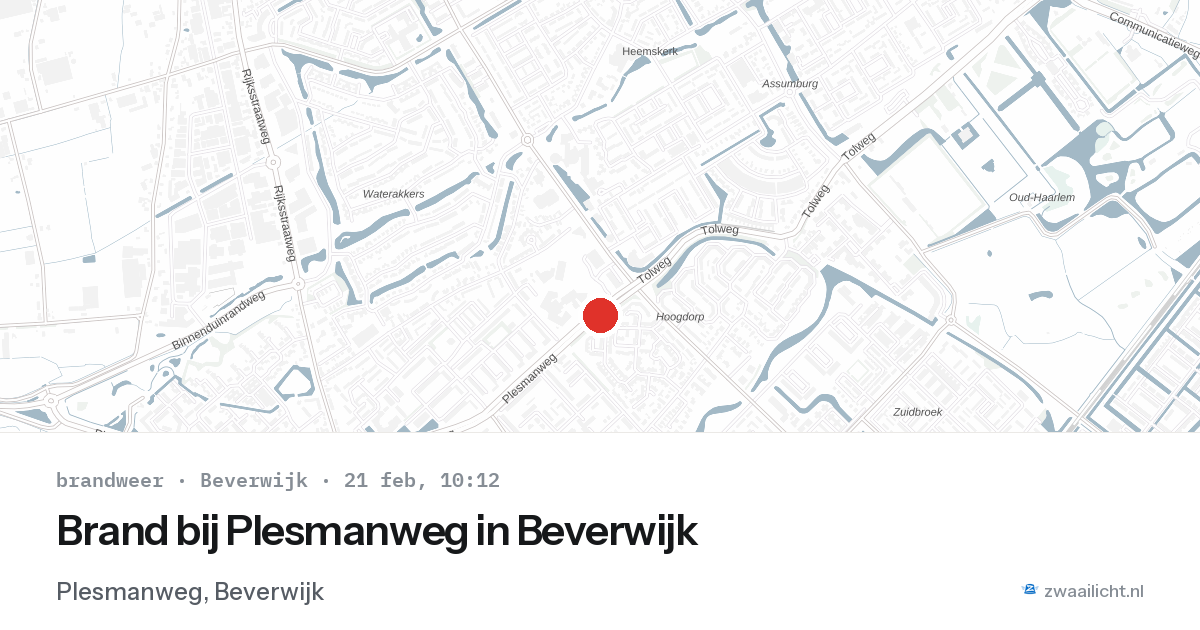 Brand bij Plesmanweg in Beverwijk — 21 feb 2026