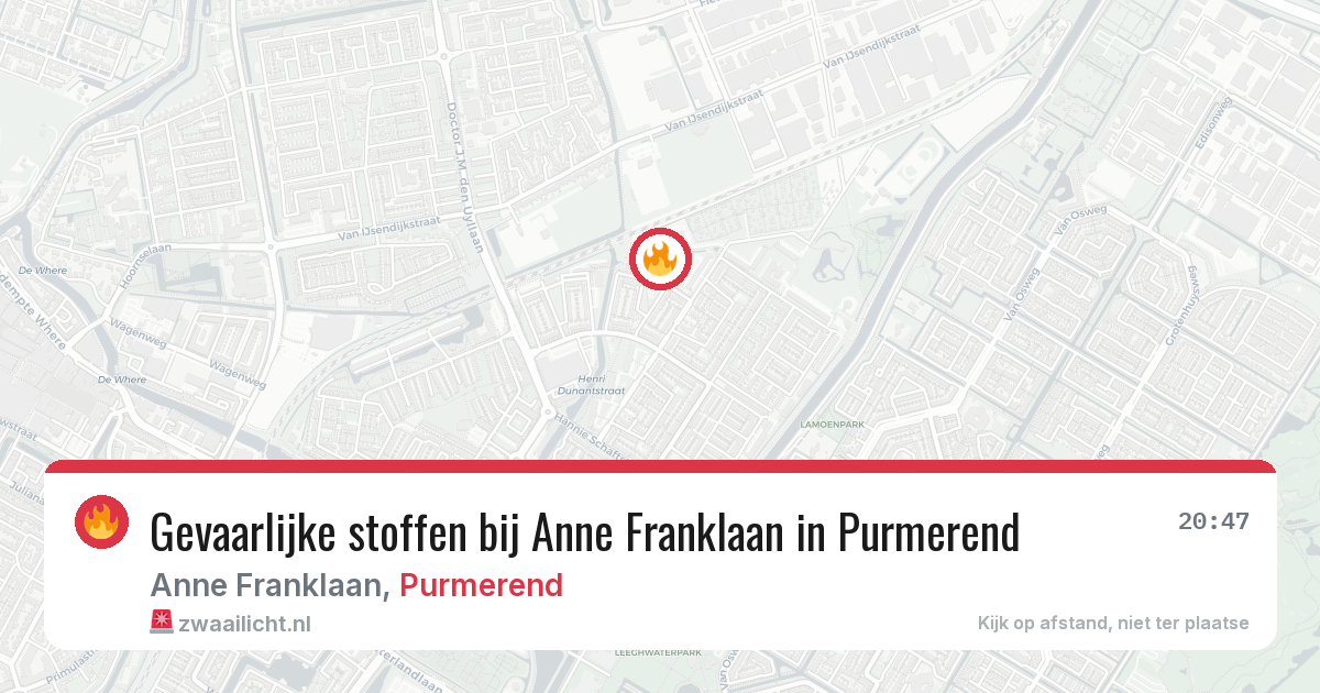 Gevaarlijke stoffen bij Anne Franklaan in Purmerend — 12 apr 2026